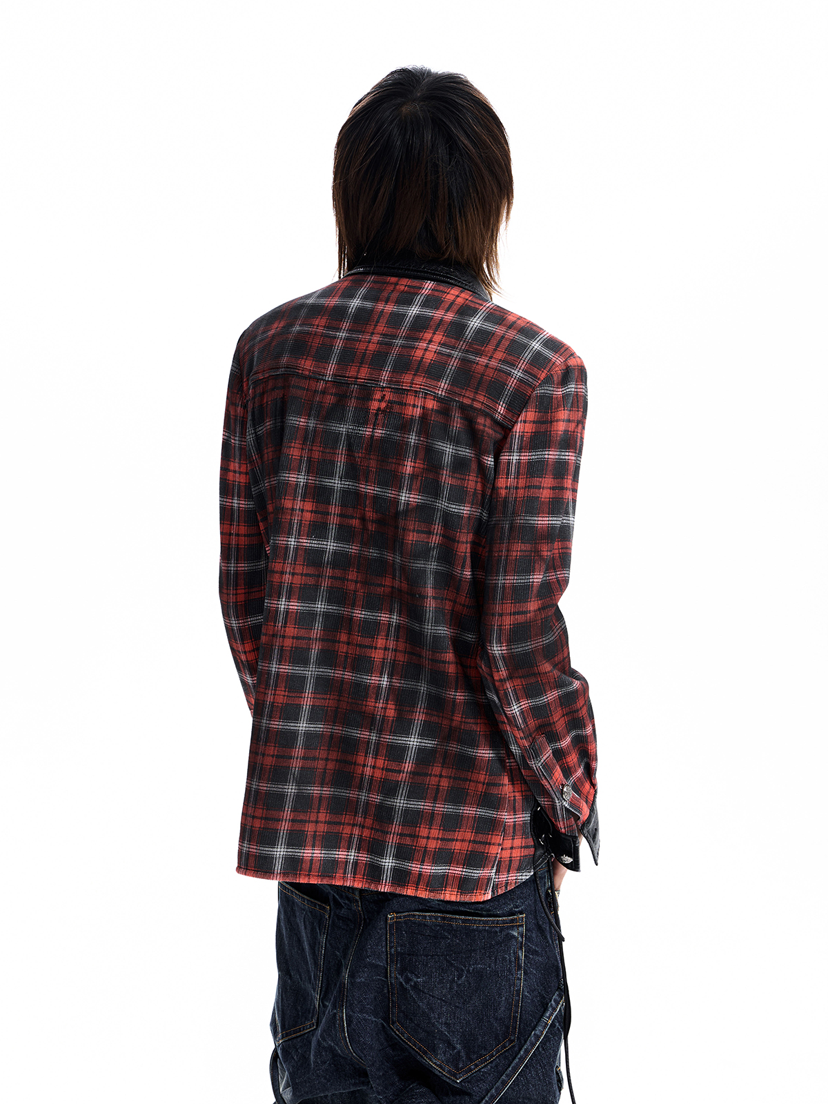 STRAPPED PLAID PANEL SHIRT