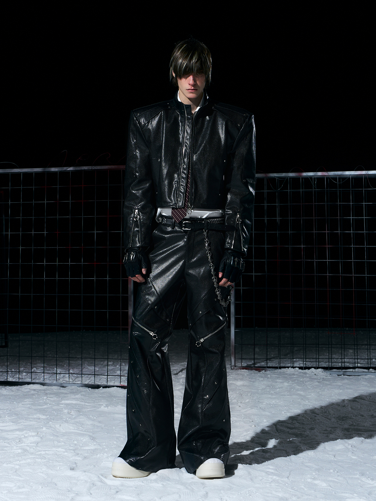 DECONSTRUCTED SNAKE-EMBOSSED LEATHER SET