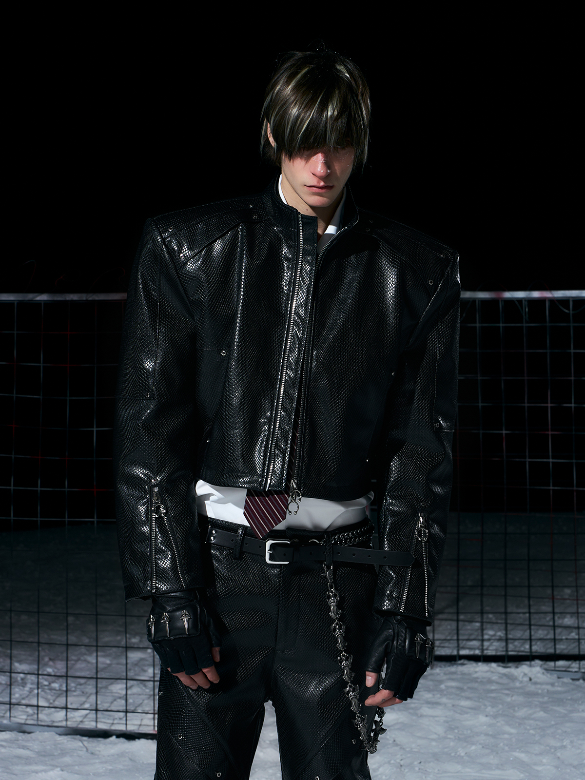 DECONSTRUCTED SNAKE-EMBOSSED LEATHER SET