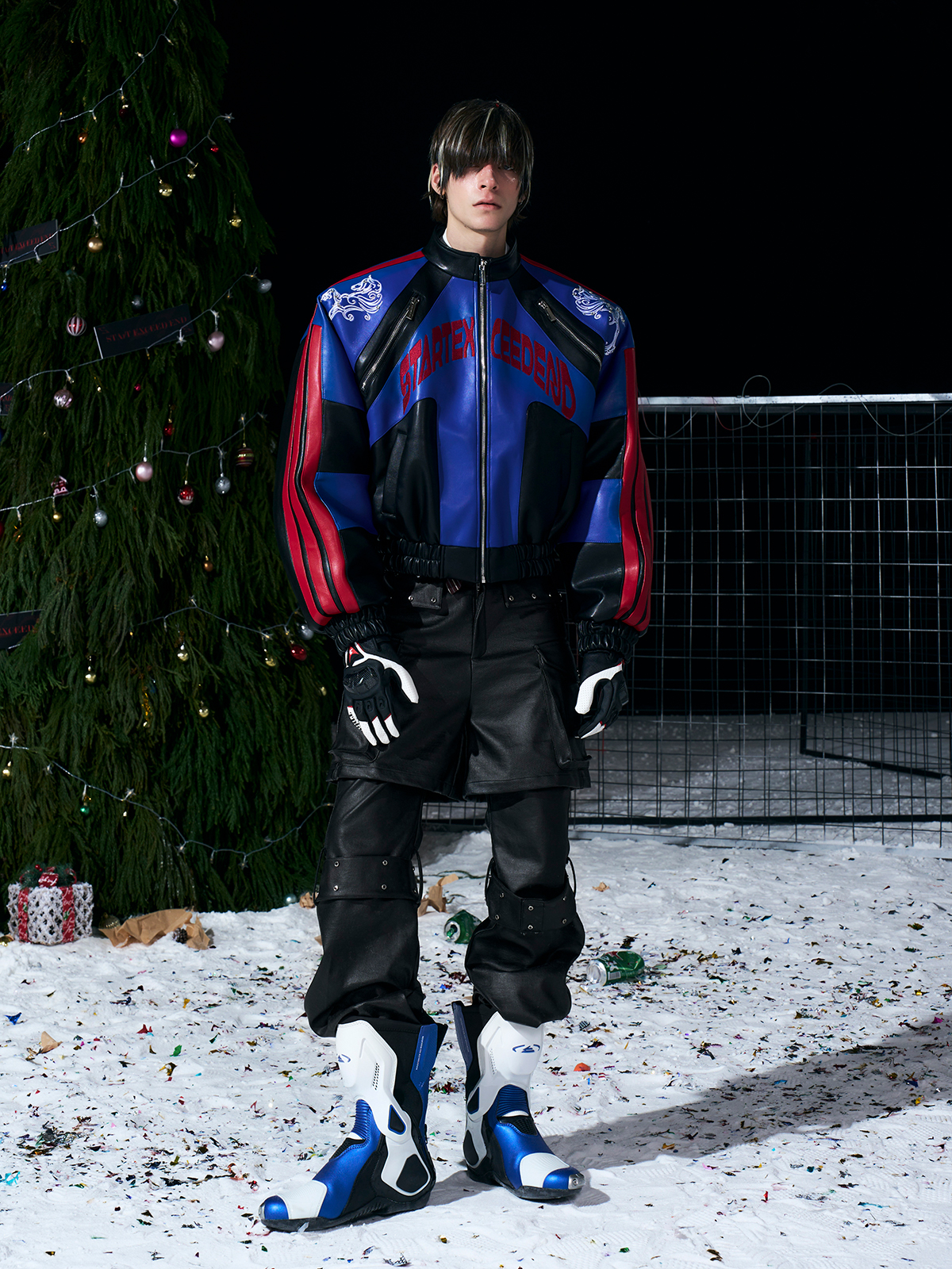 ROYAL BLUE & BLACK EMBROIDERED RACING JACKET