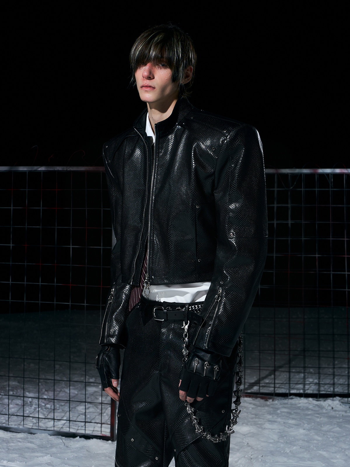 DECONSTRUCTED SNAKE-EMBOSSED LEATHER SET