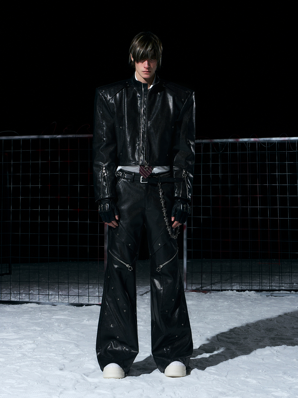 DECONSTRUCTED SNAKE-EMBOSSED LEATHER SET