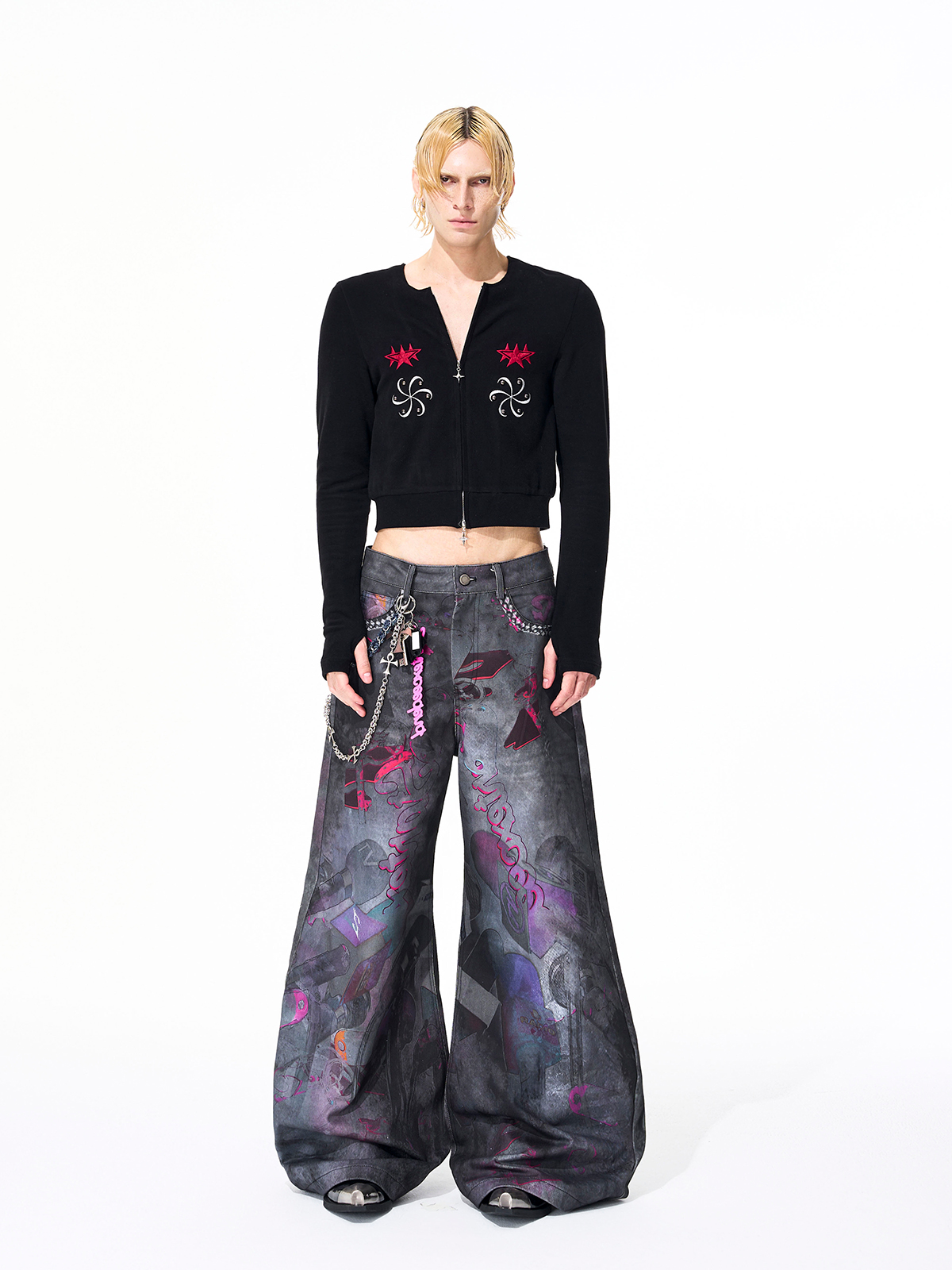CYBER-GRAFFITI WIDE-LEG JEANS-START EXCEED END