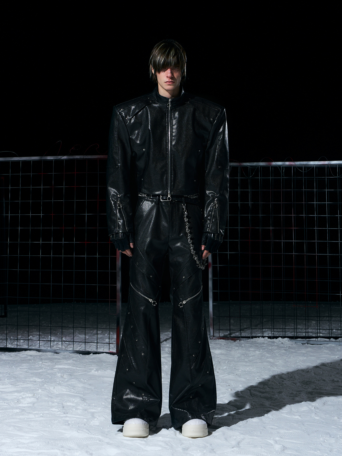 DECONSTRUCTED SNAKE-EMBOSSED LEATHER SET