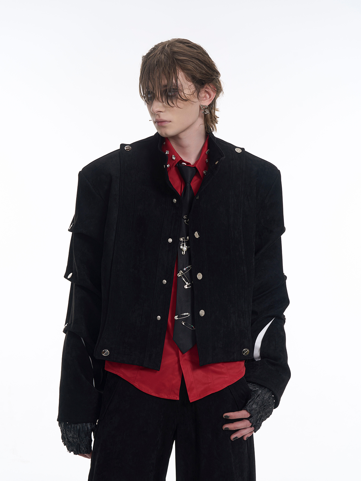 SUEDE-TEXTURE STACKED ARMOR SET-START EXCEED END