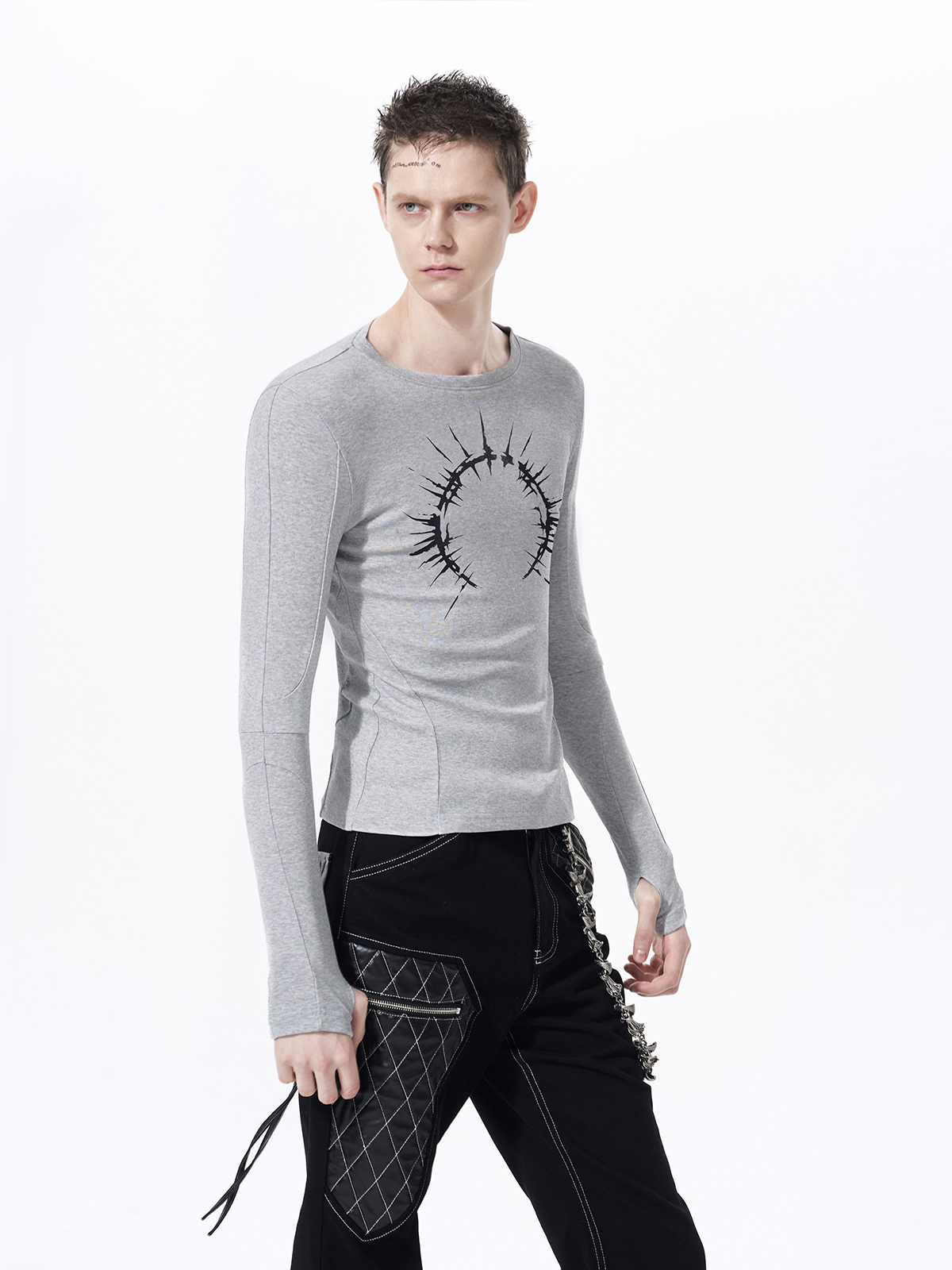 HALO GRAPHIC THUMBHOLE LONGSLEEVE-GREY