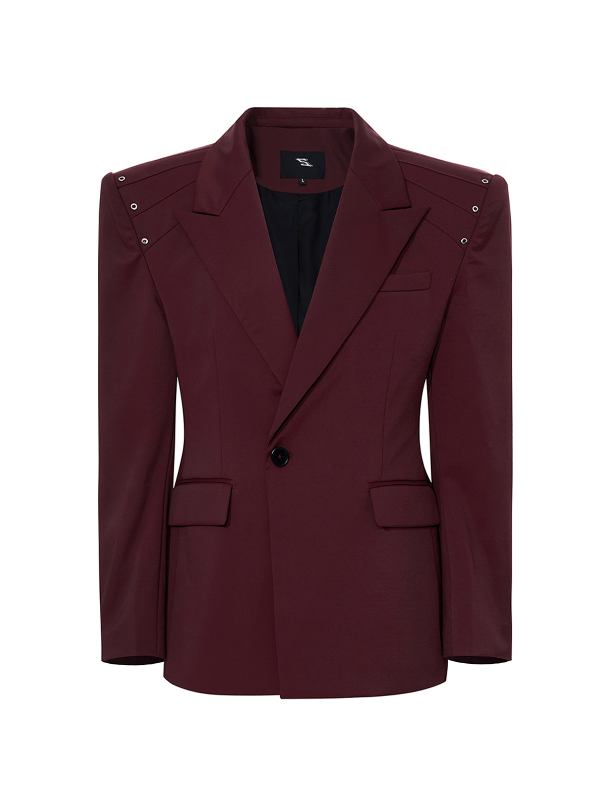 Burgundy Cinched Waist Studded Suit Set | Avant-Garde Tailoring