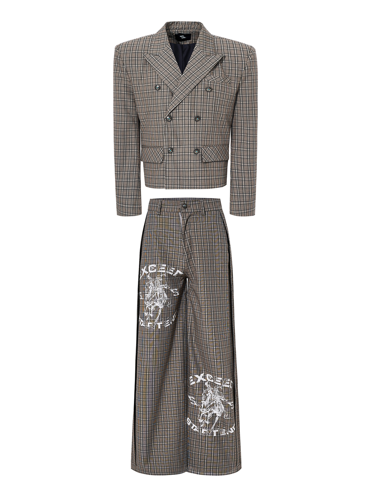 RETRO PLAID WAR HORSE GRAPHIC SUIT SET