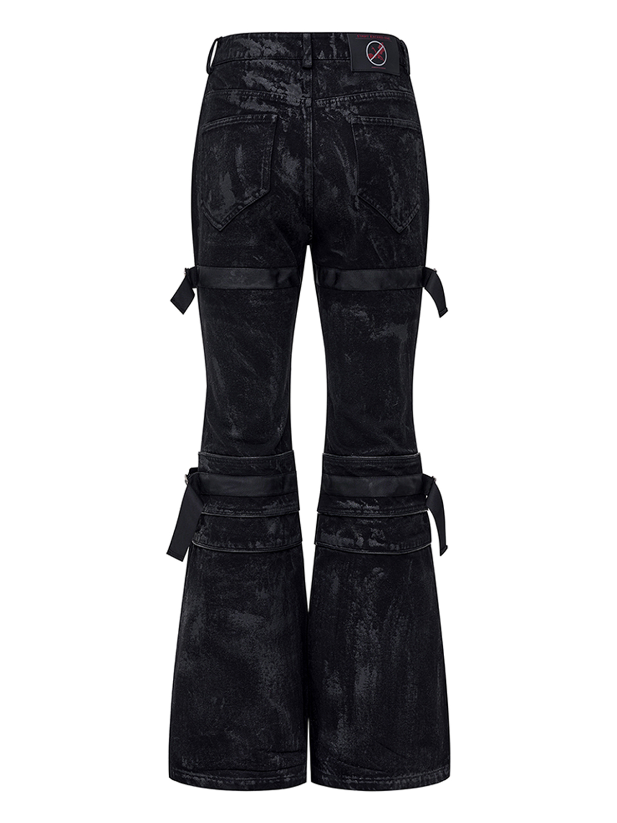 WAXED BONDAGE SLIGHT FLARE DENIM-BLACK