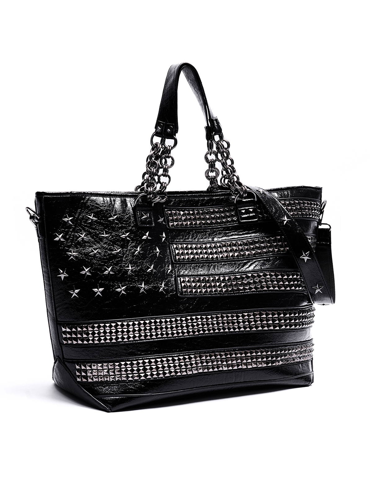 STUDDED AMERICAN FLAG TOTE BAG