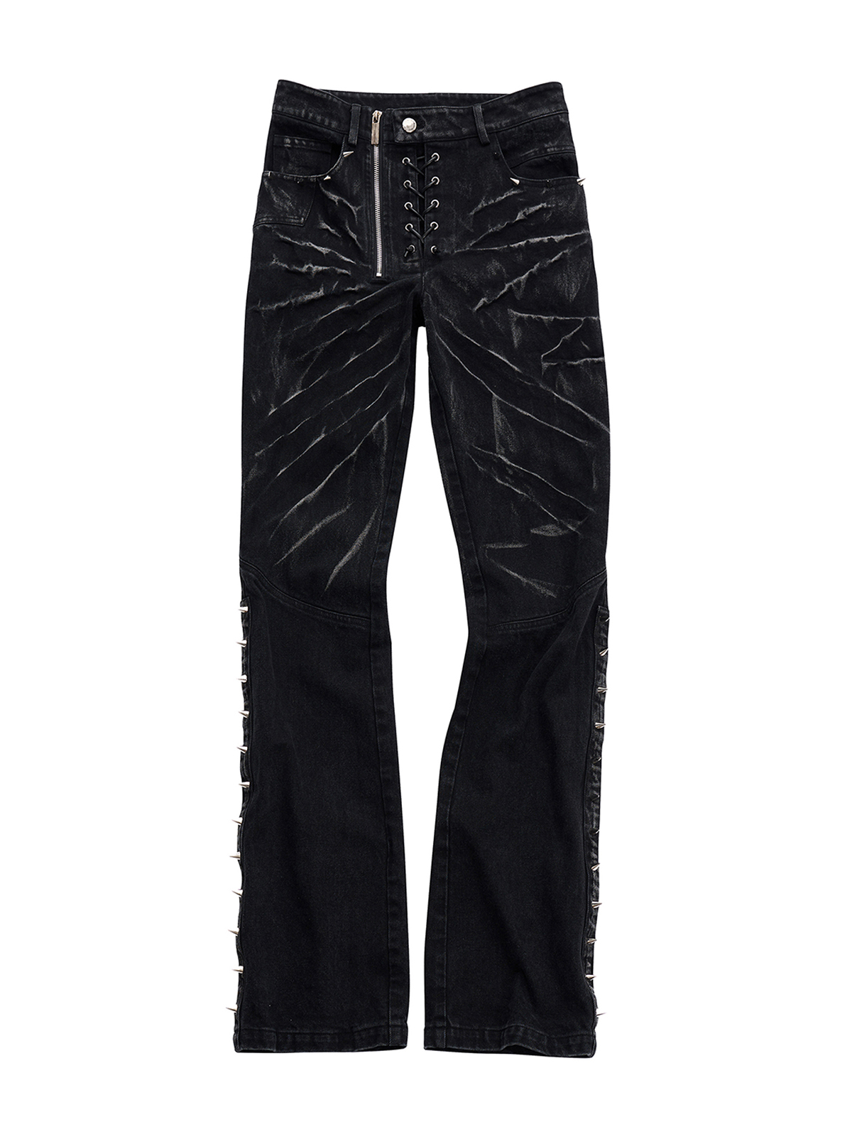 STUDDED ASYMMETRIC FLY JEANS
