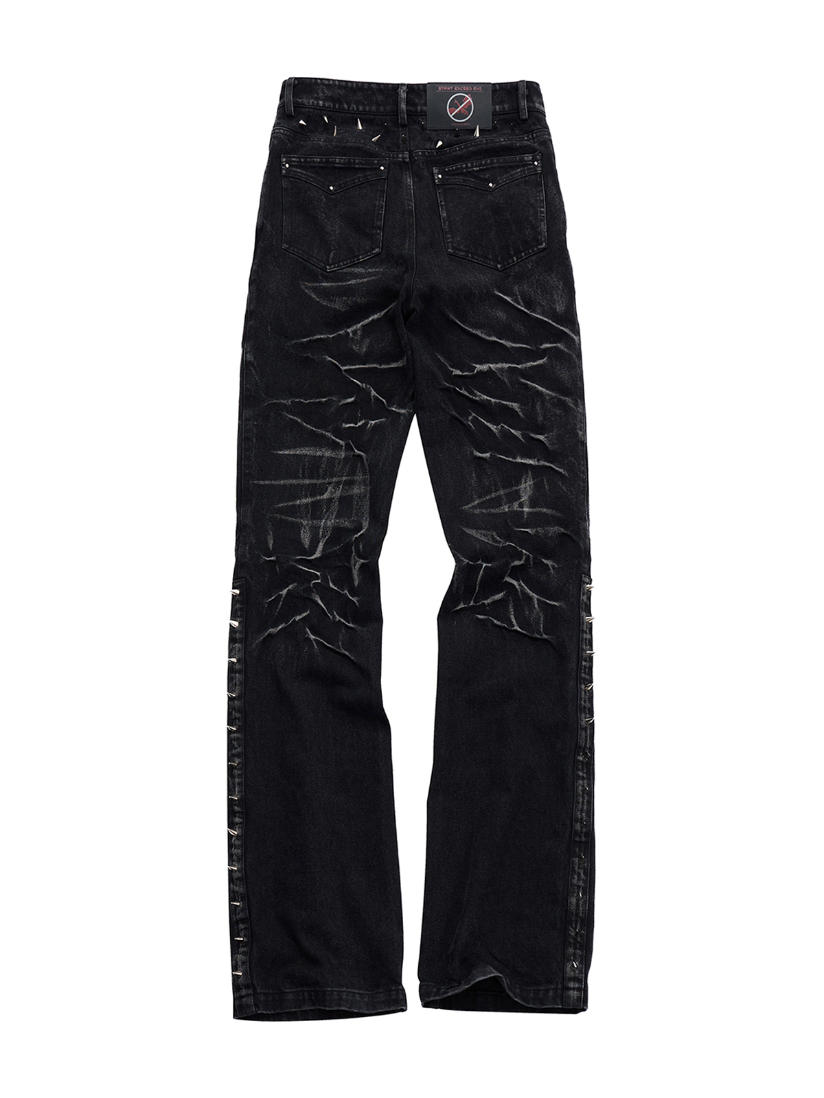 STUDDED ASYMMETRIC FLY JEANS