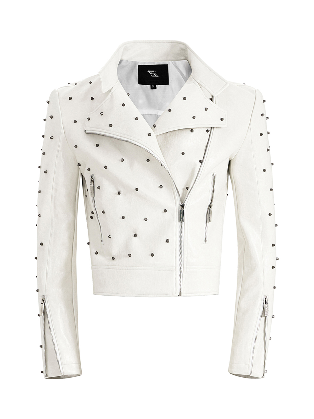 STUDDED CROPPED BIKER JACKET