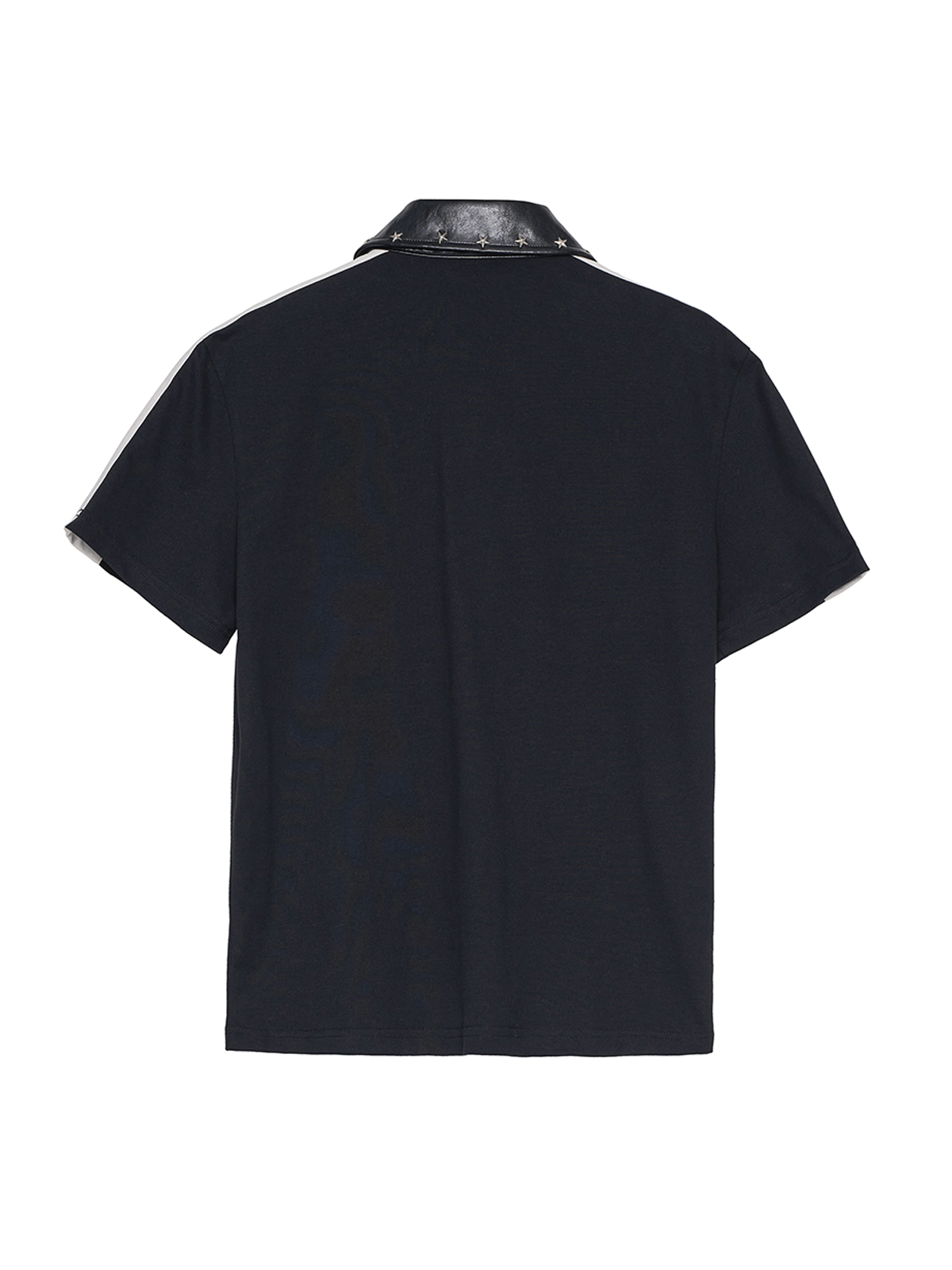 STAR STUDDED LEATHER-PANEL POLO SHIRT