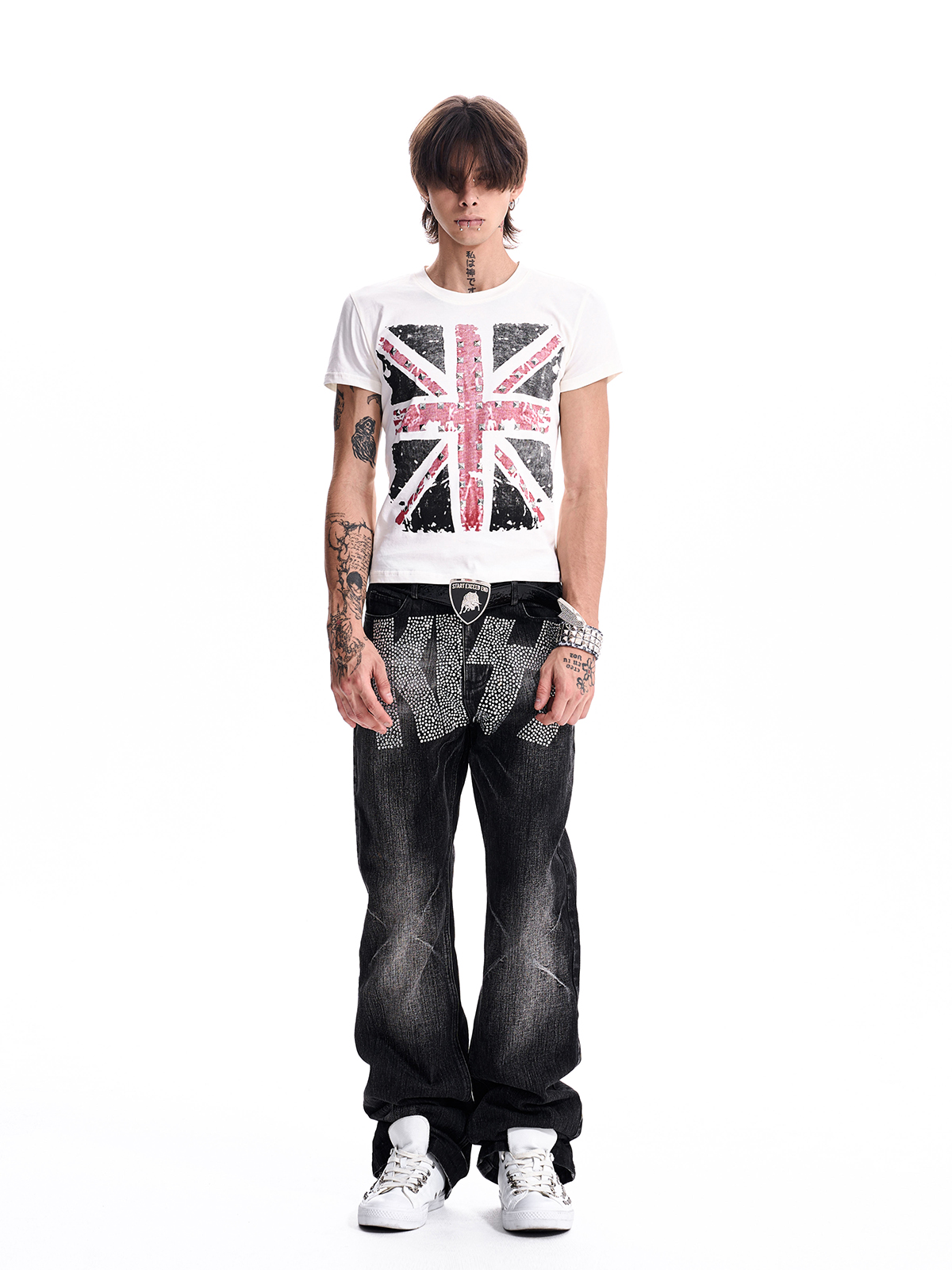 STUDDED UNION JACK TEE