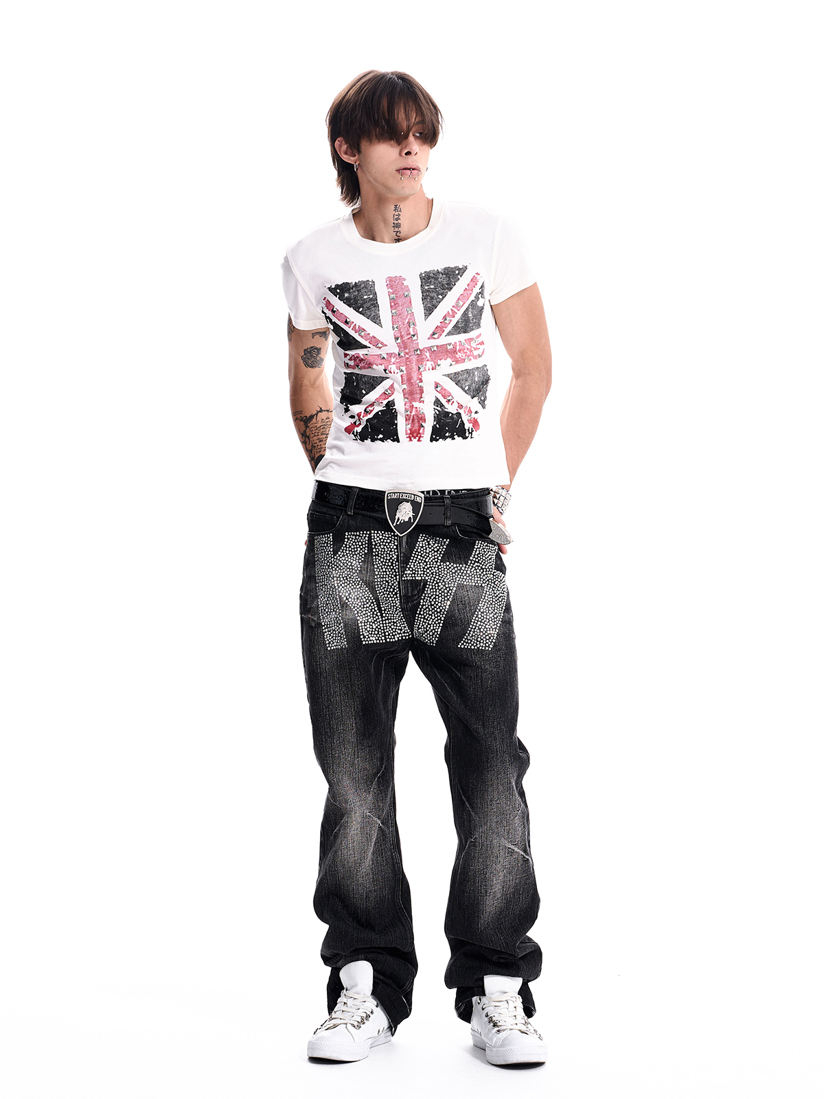 STUDDED UNION JACK TEE