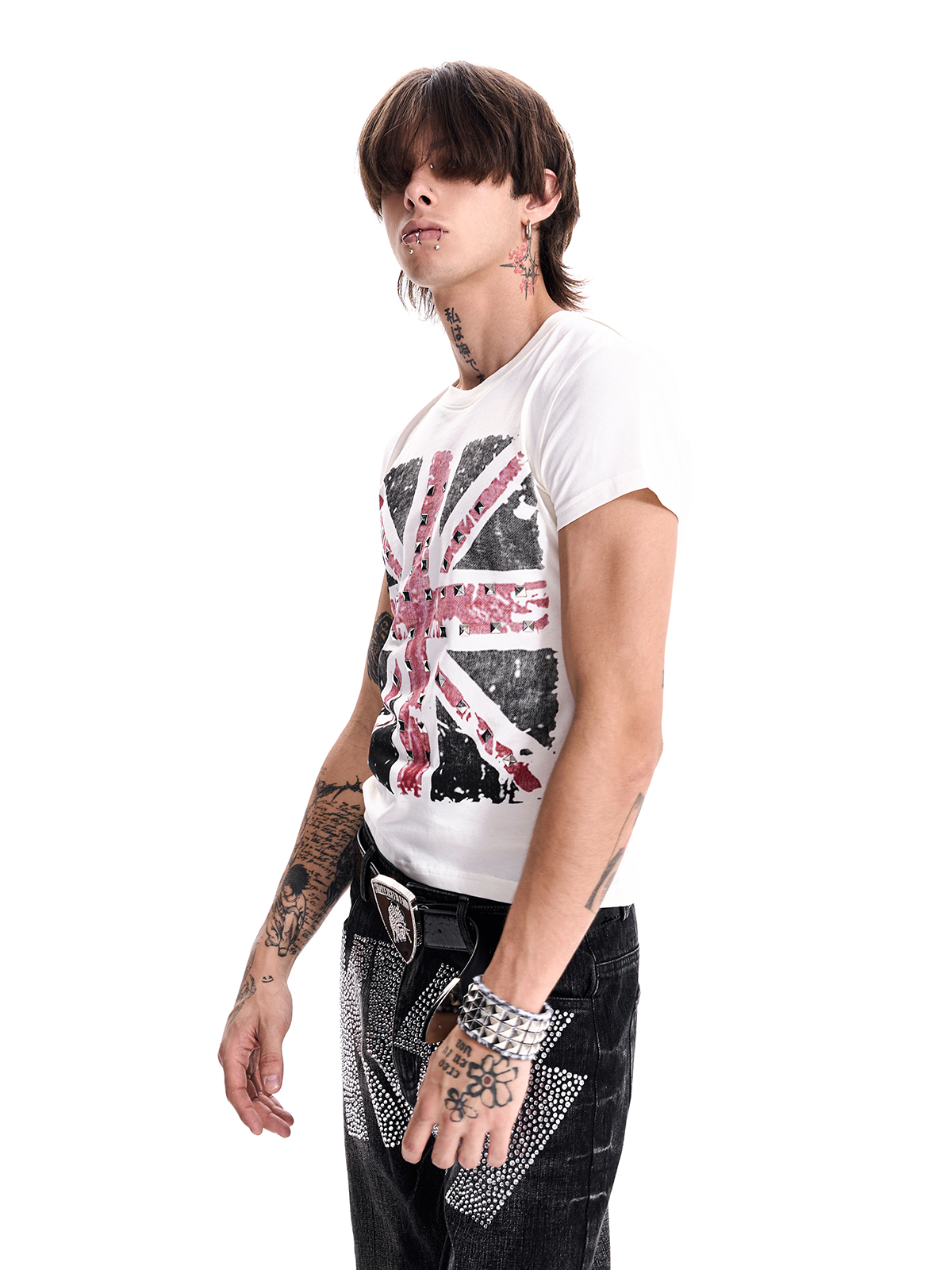 STUDDED UNION JACK TEE