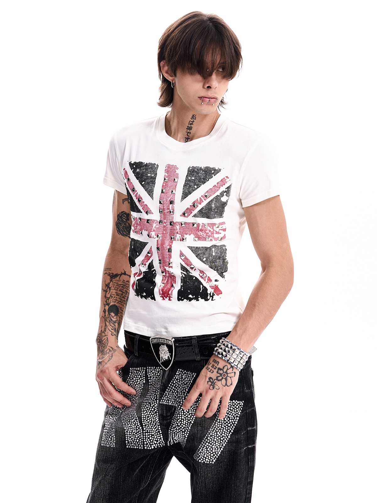 STUDDED UNION JACK TEE