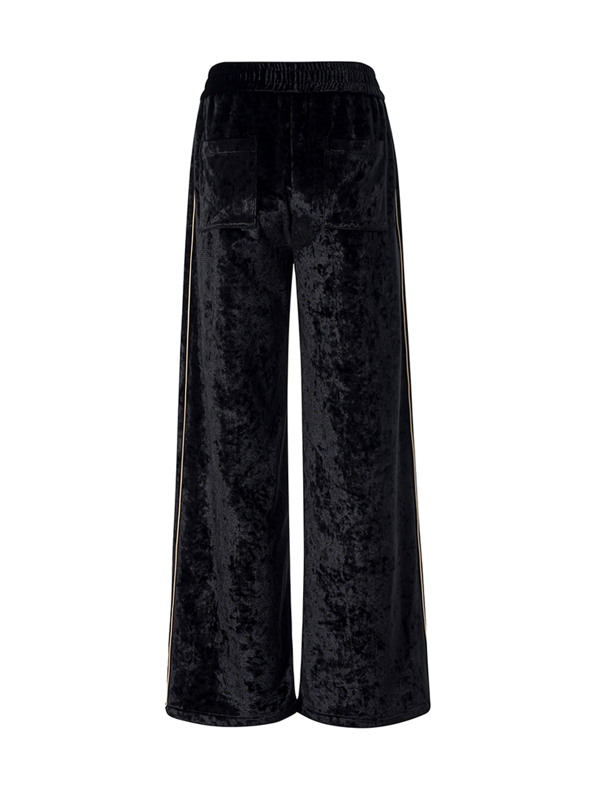 CRUSHED VELVET EMBROIDERED TRACKSUIT SET-BLACK