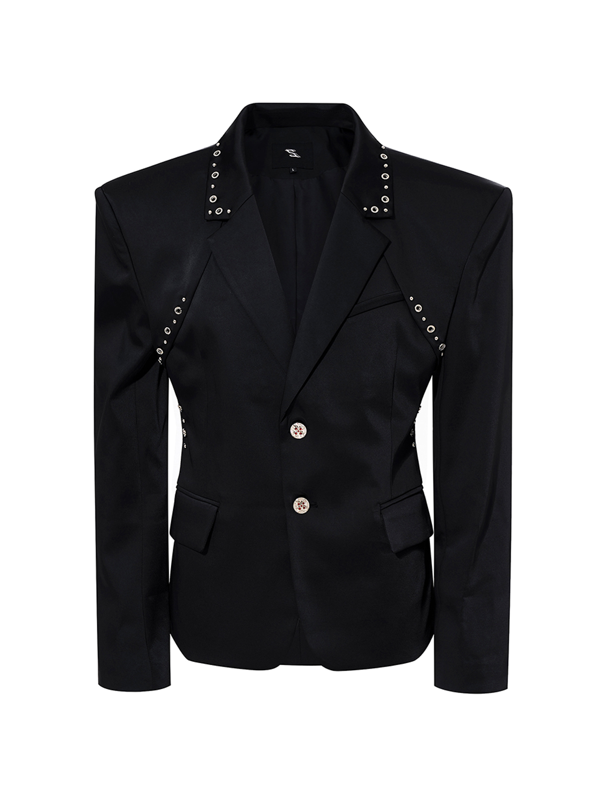 DECONSTRUCTED CINCHED WAIST SUIT SET-BLACK