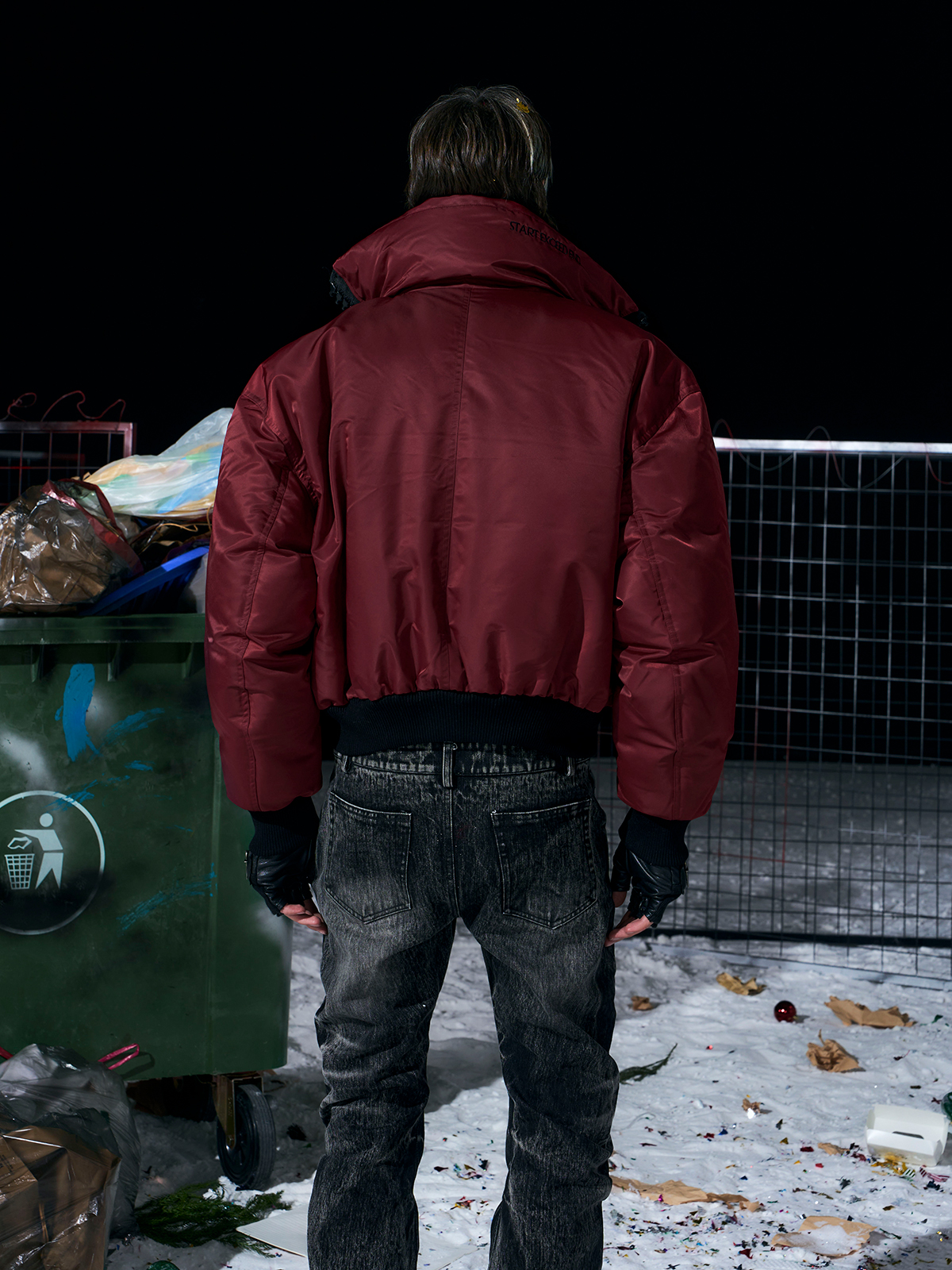 Heavy-Zip High-Collar Down Jacket-Burgundy