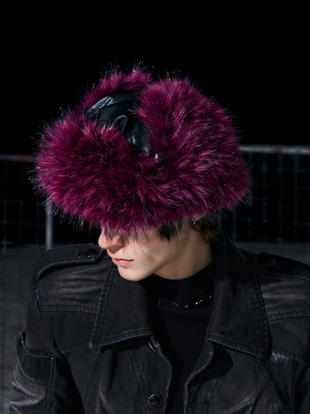 ROSE RED LEATHER FUR TRAPPER