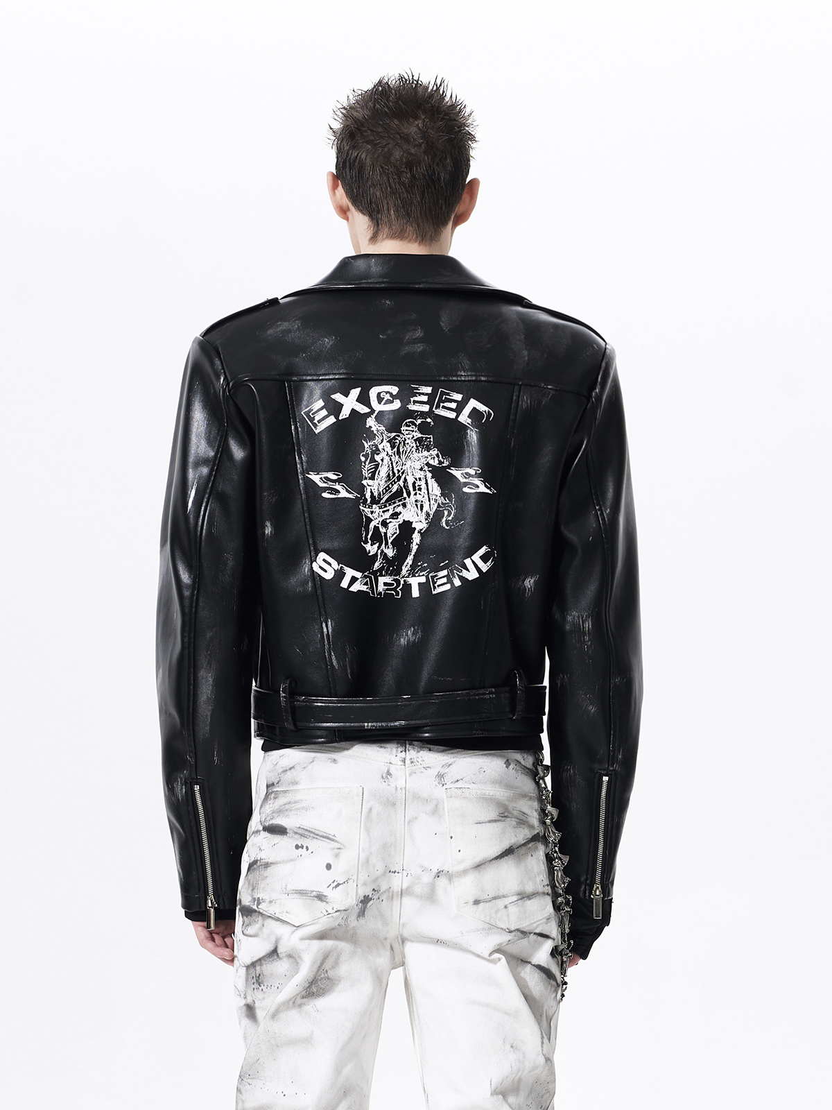 DISTRESSED WAR HORSE BIKER JACKET-BLACK