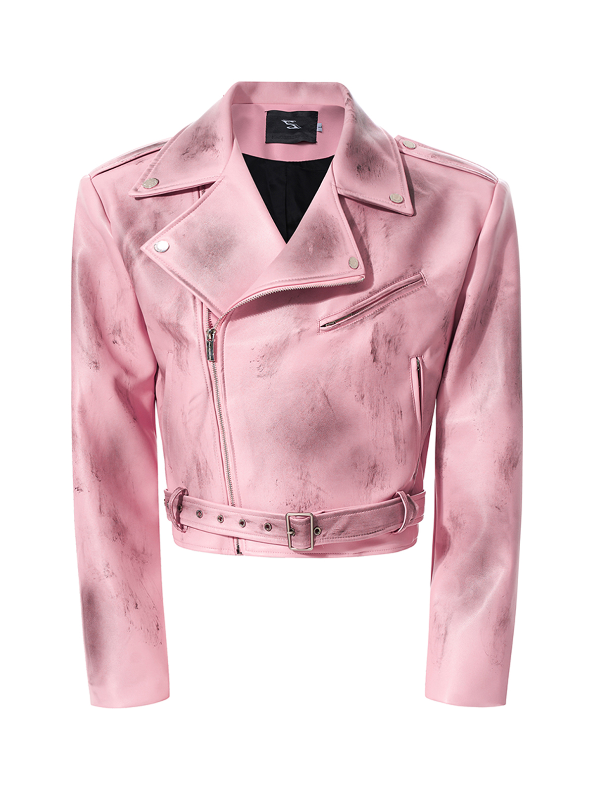 DISTRESSED WAR HORSE BIKER JACKET-PINK