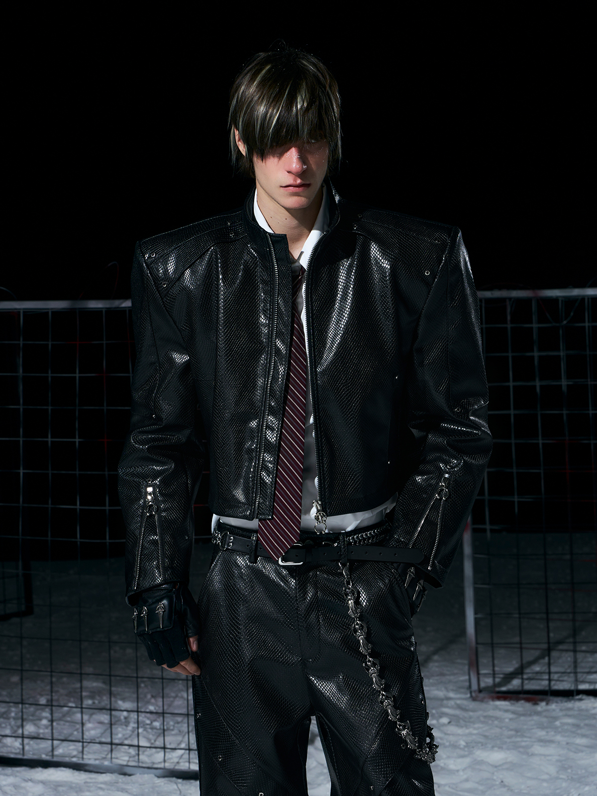 DECONSTRUCTED SNAKE-EMBOSSED LEATHER SET