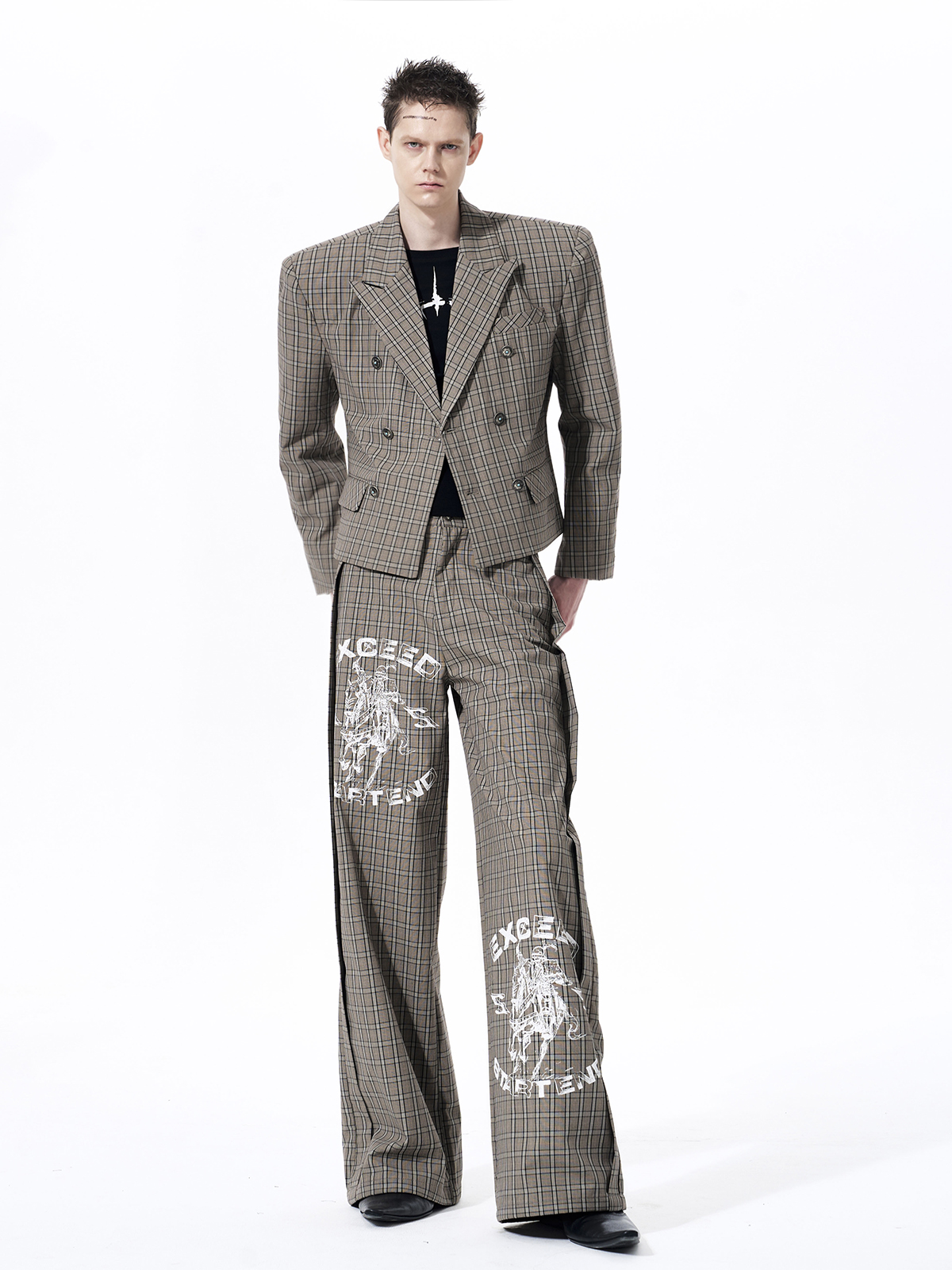 RETRO PLAID WAR HORSE GRAPHIC SUIT SET