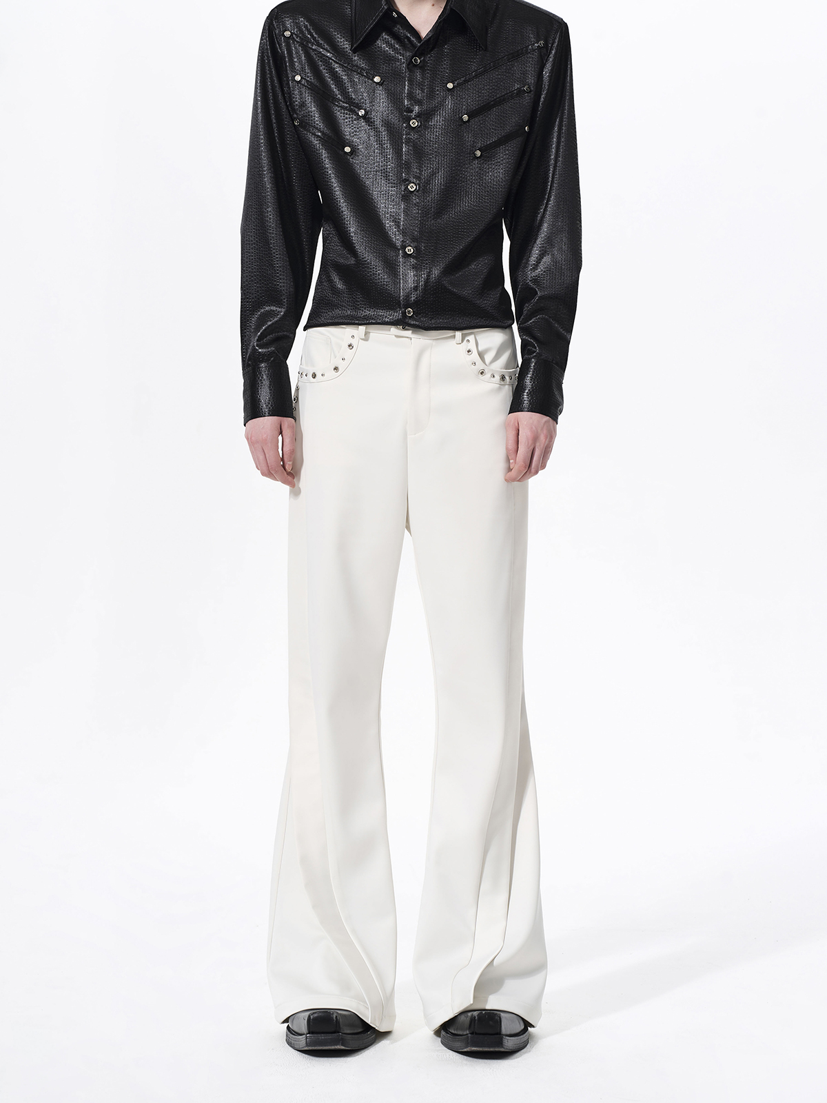 DECONSTRUCTED CINCHED WAIST SUIT SET-WHITE