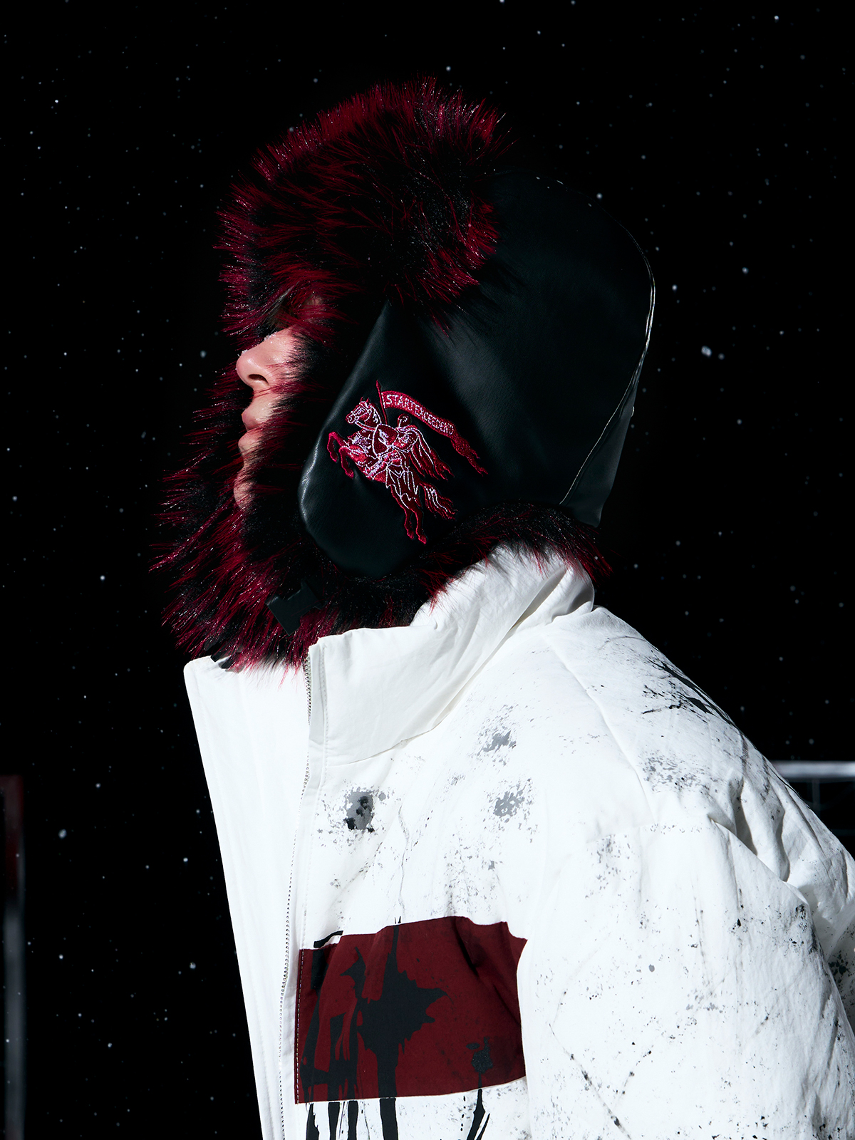 BURGUNDY LEATHER FUR TRAPPER