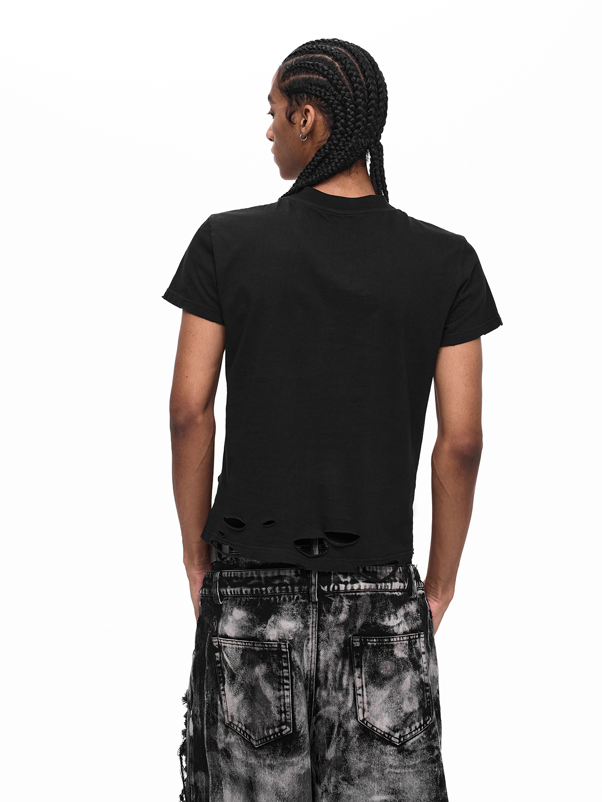 DISTRESSED GOTHIC CROSS PLAID-COLLAR TEE