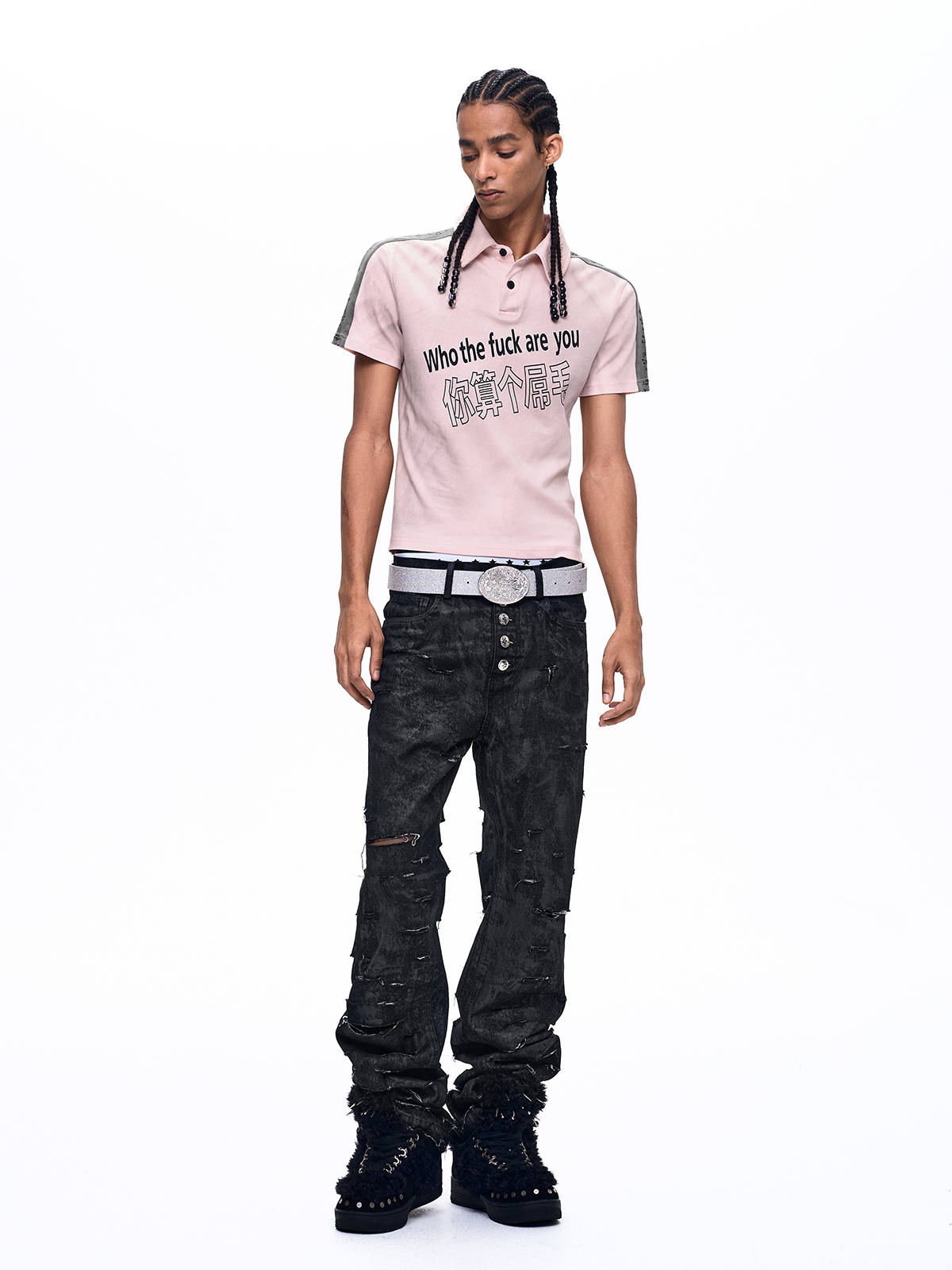 SUBVERSIVE TYPOGRAPHY MUSICAL NOTE POLO-PINK