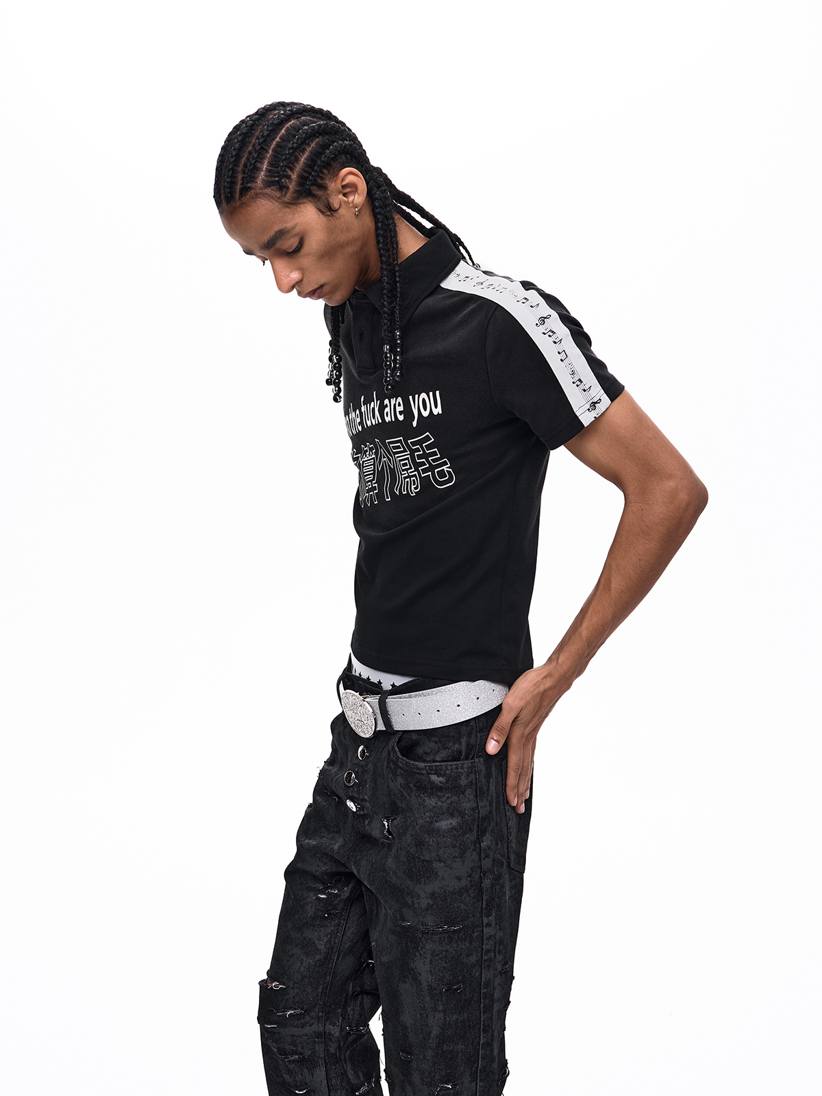 SUBVERSIVE TYPOGRAPHY MUSICAL NOTE POLO-BLACK