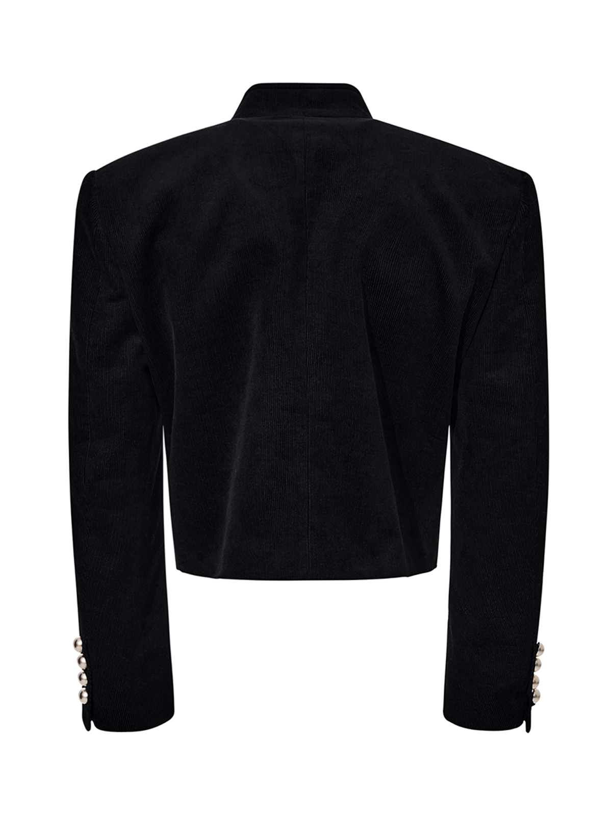 RETRO CORDUROY STAND COLLAR CROPPED JACKET-BLACK