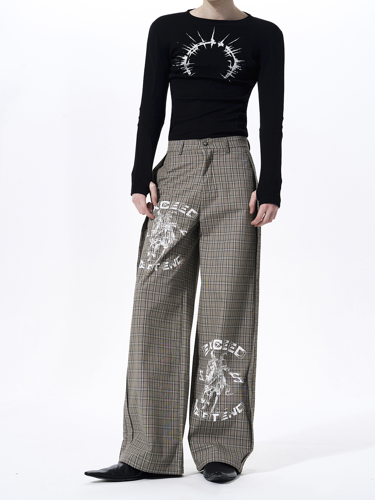 RETRO PLAID WAR HORSE GRAPHIC SUIT SET