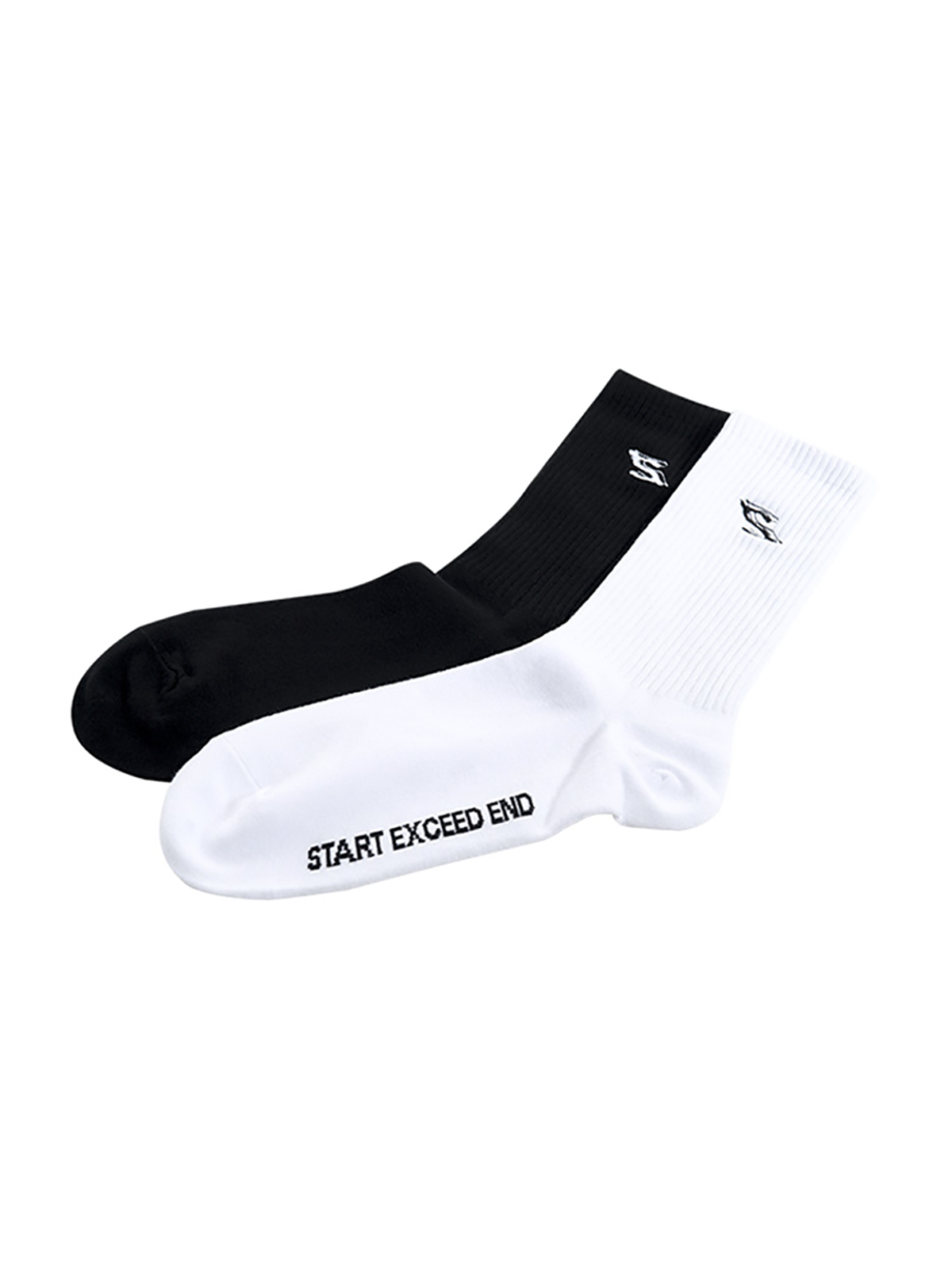 EMBROIDERED LOGO RIBBED CREW SOCKS