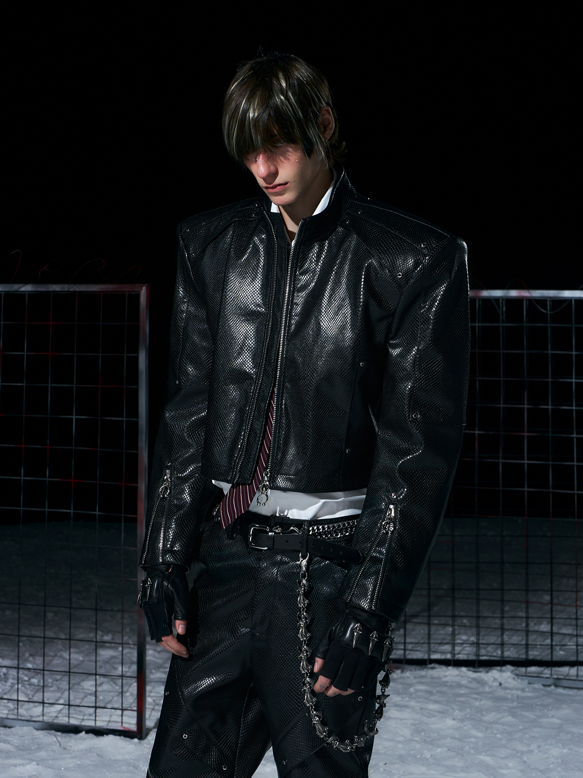 DECONSTRUCTED SNAKE-EMBOSSED LEATHER SET