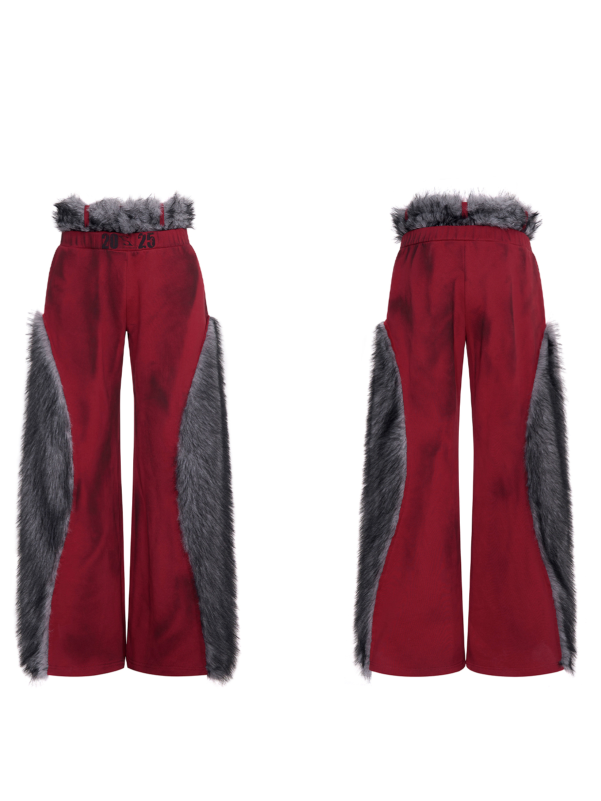 VINTAGE RED REVERSIBLE FUR HOODIE & FUR PANEL PANTS SET