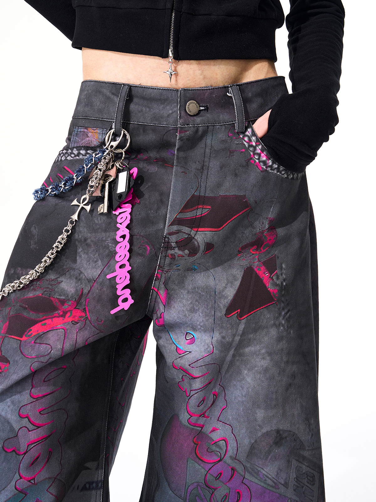 CYBER-GRAFFITI WIDE-LEG JEANS-START EXCEED END