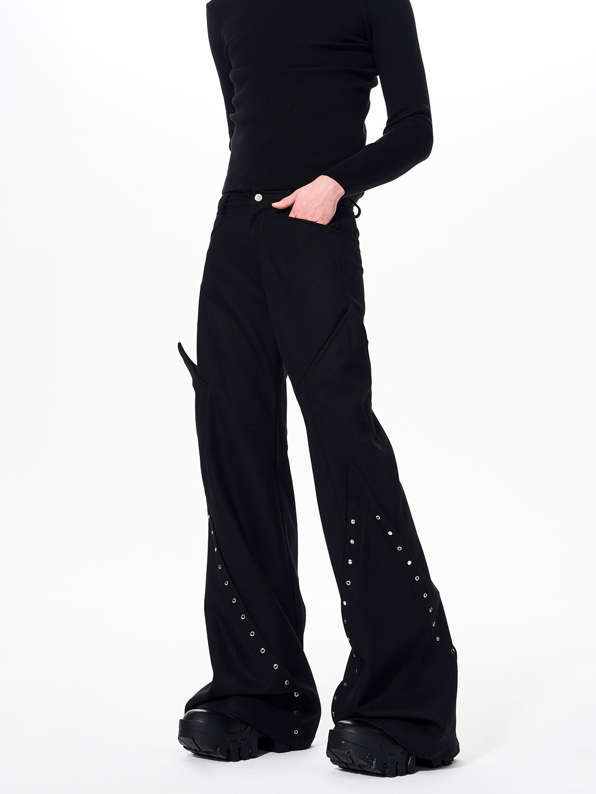 RIVET STRUCTURED CROPPED JACKET & FLARED PANTS SET