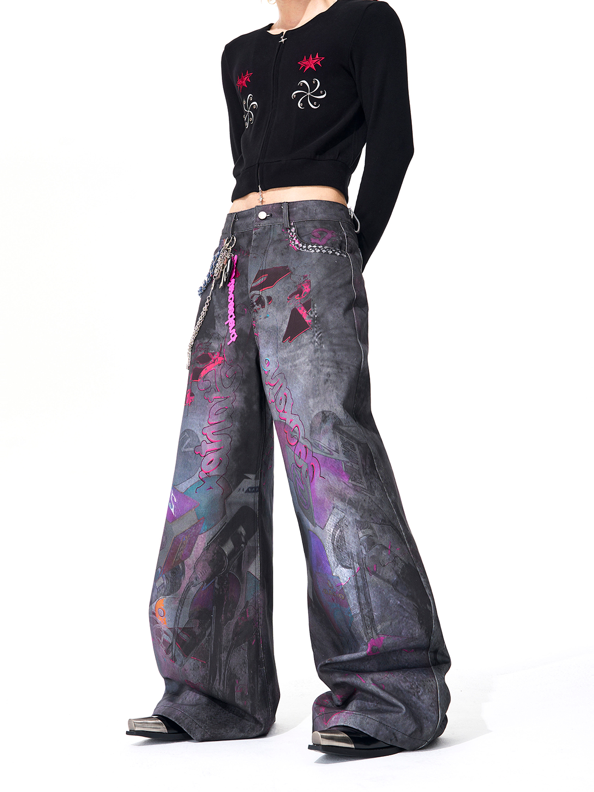 CYBER-GRAFFITI WIDE-LEG JEANS-START EXCEED END