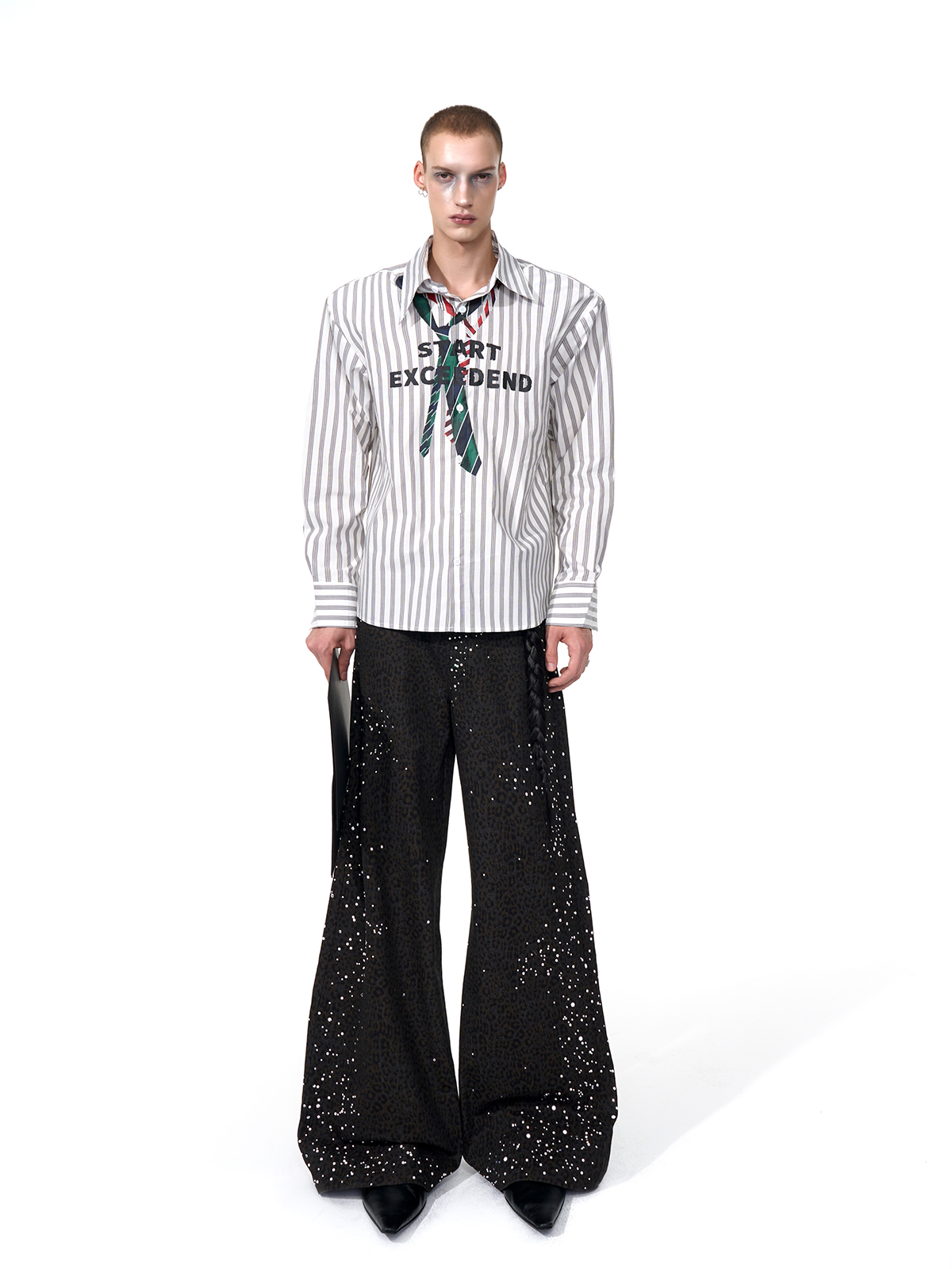 TROMPE L'OEIL NECKTIE PINSTRIPE SHIRT-START EXCEED END