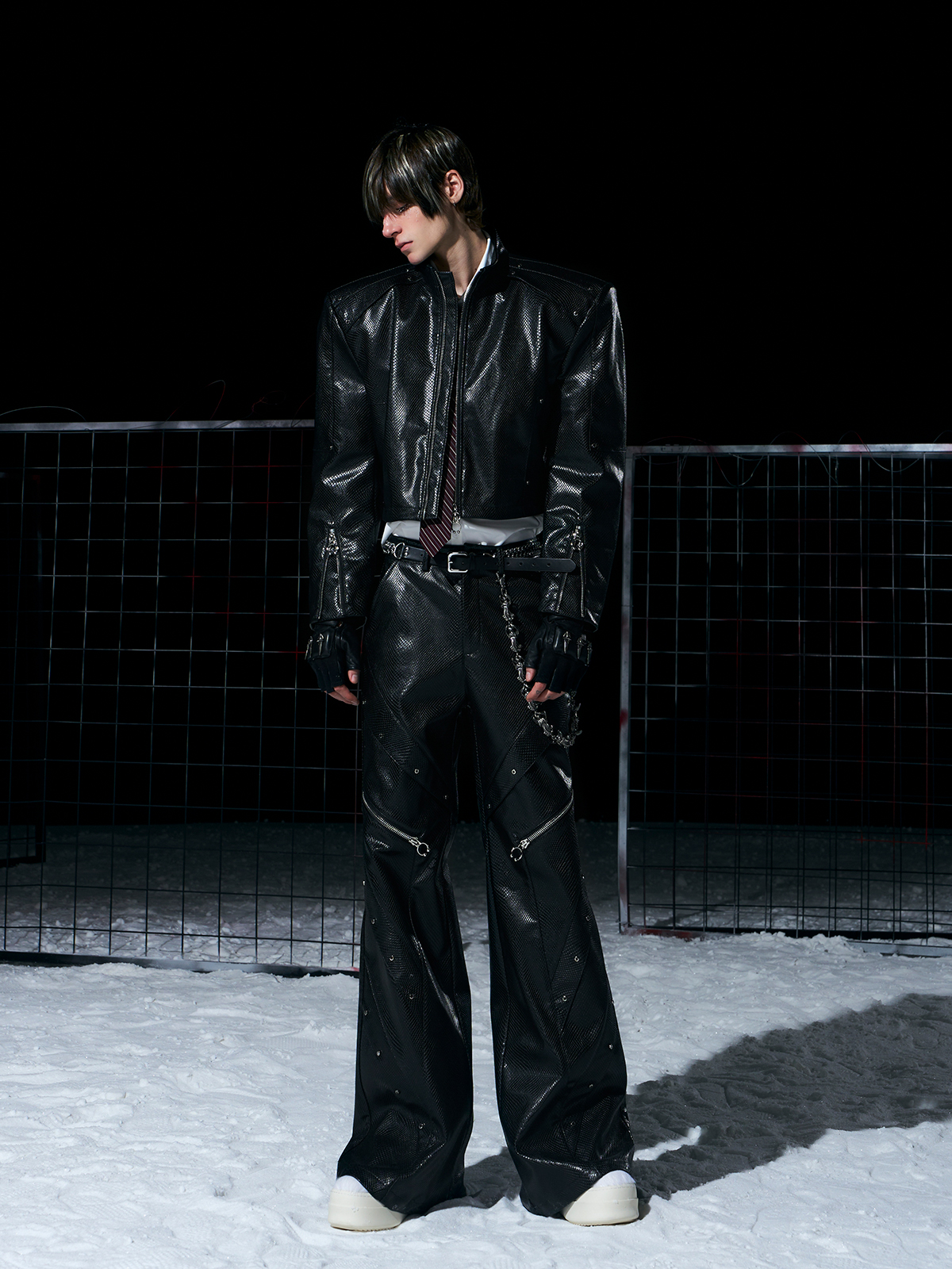 DECONSTRUCTED SNAKE-EMBOSSED LEATHER SET