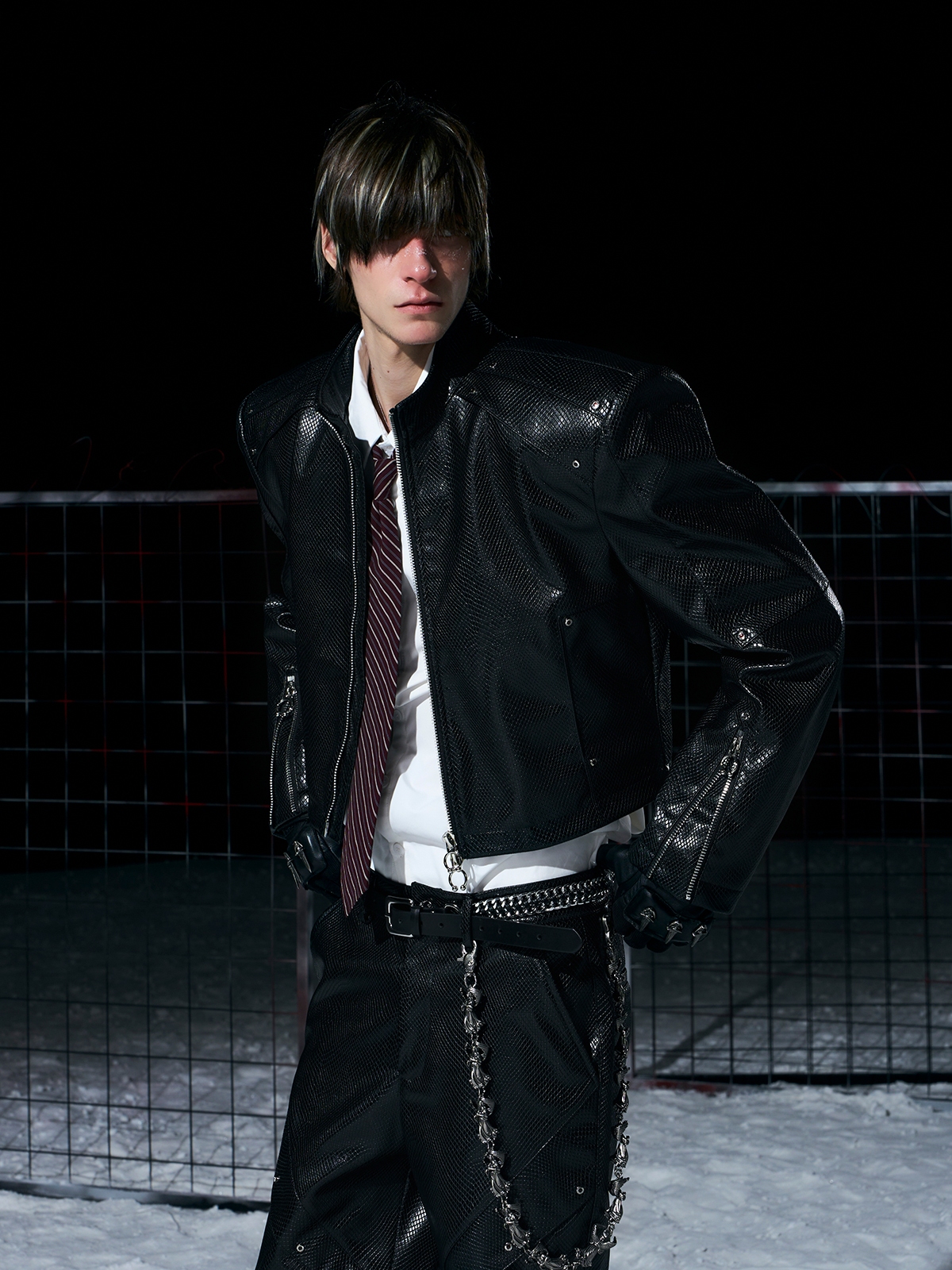 DECONSTRUCTED SNAKE-EMBOSSED LEATHER SET