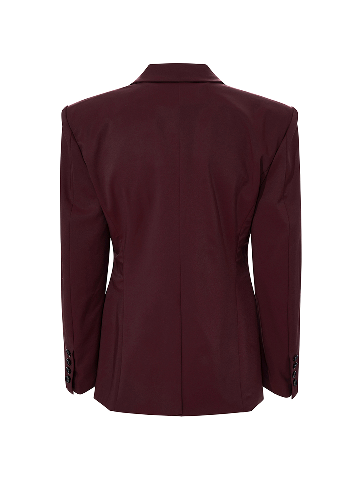 STRUCTURED CINCHED WAIST STUDDED SUIT SET-BURGUNDY