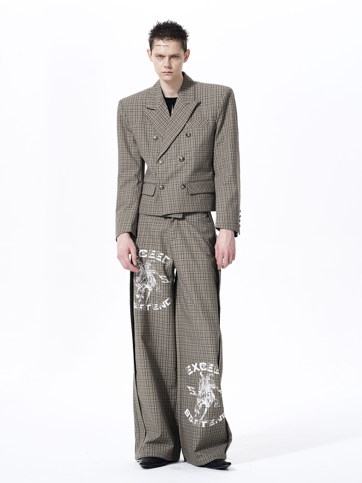 RETRO PLAID WAR HORSE GRAPHIC SUIT SET