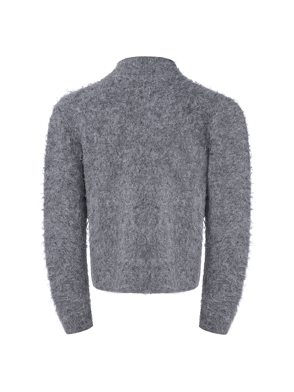 MOHAIR STAR ZIP-UP STAND COLLAR KNIT-GREY