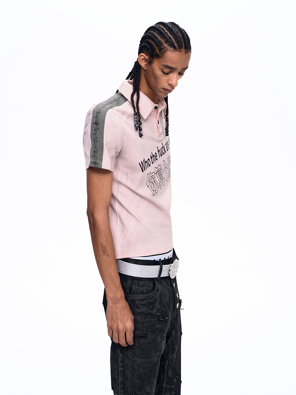 SUBVERSIVE TYPOGRAPHY MUSICAL NOTE POLO-PINK